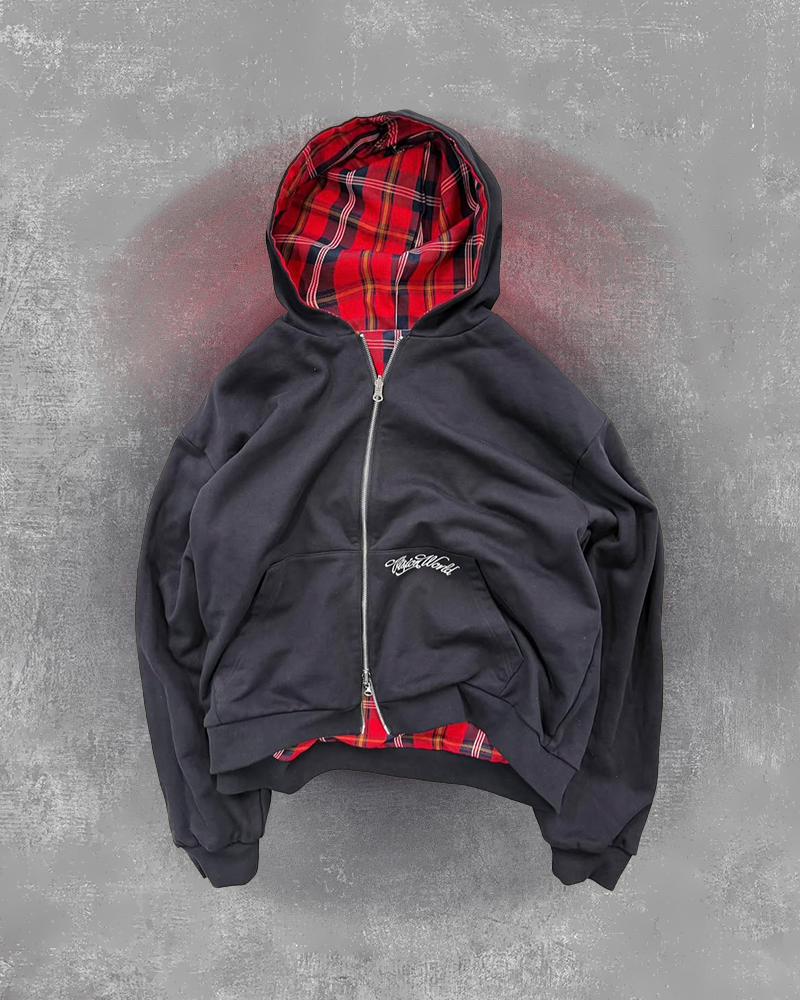 BLACK/RED 2-SIDED ZIPPER