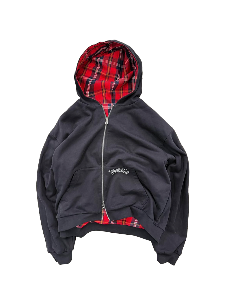 BLACK/RED 2-SIDED ZIPPER